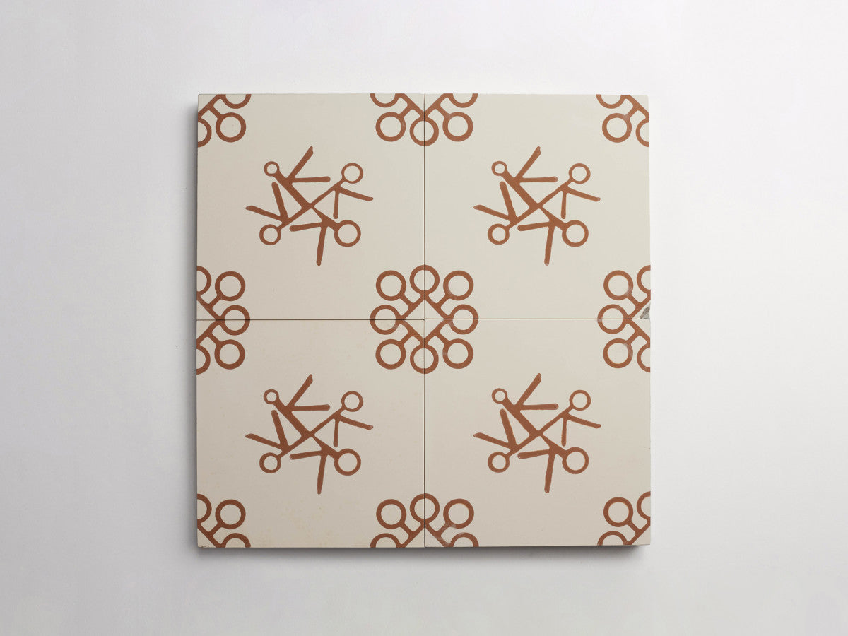 Ruan Hoffmann cement tile Amsterdam Express pattern White, Brown.