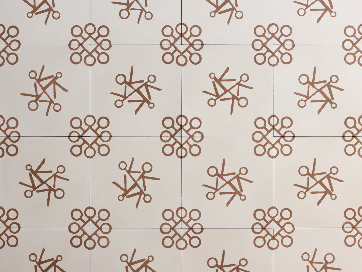 Ruan Hoffmann cement tile Amsterdam Express pattern White, Brown.