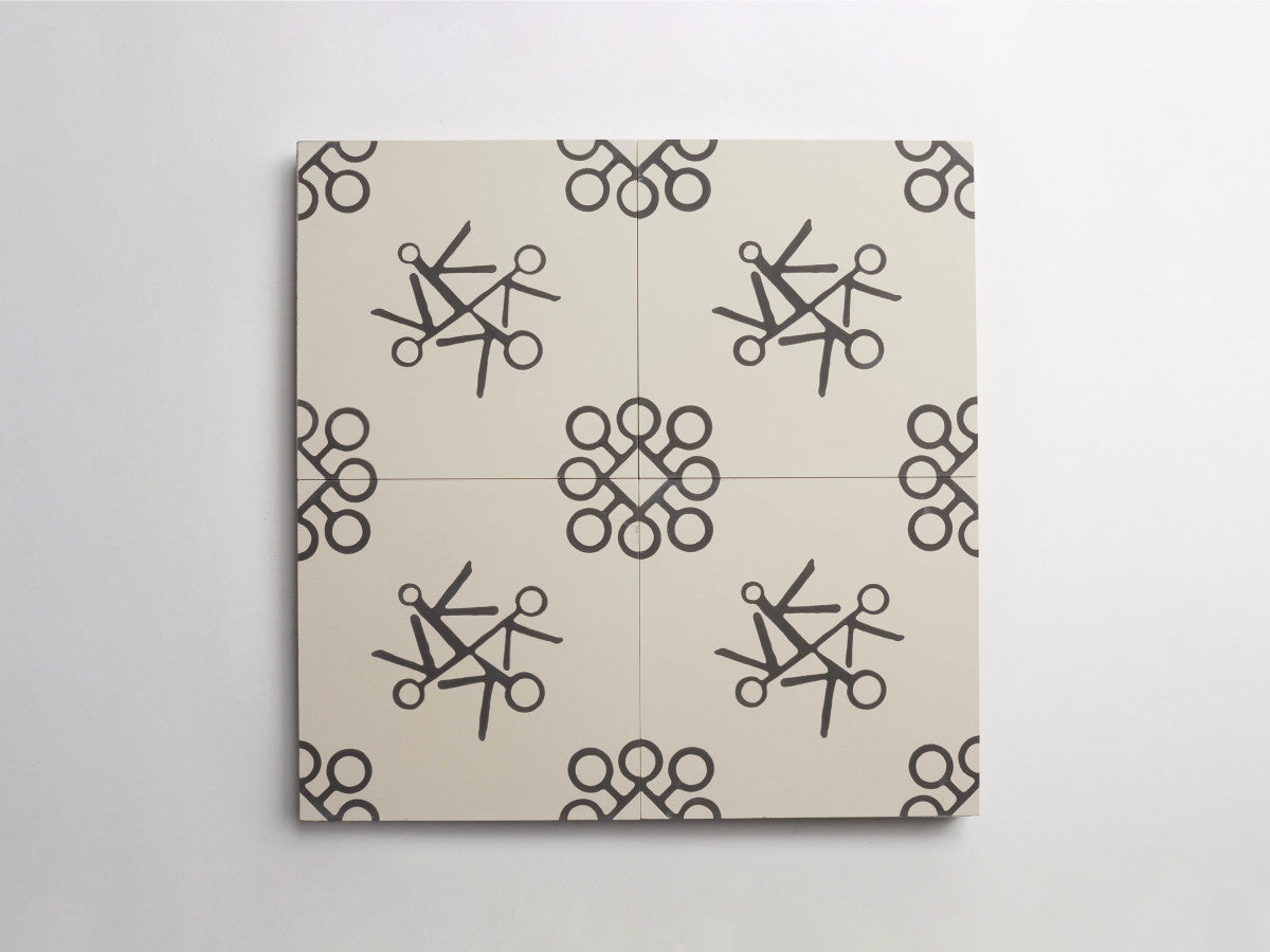 Ruan Hoffmann cement tile Amsterdam Express pattern White, Grey.