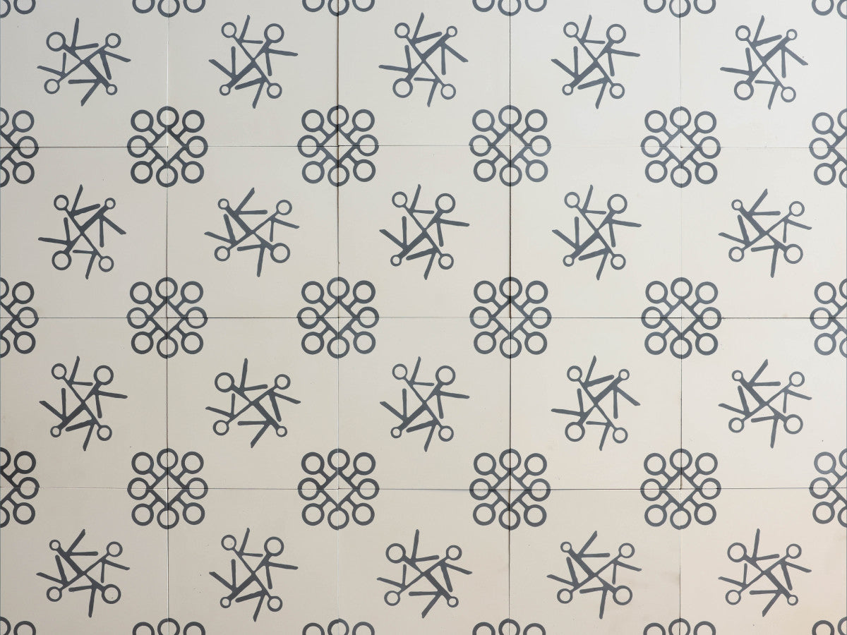 Ruan Hoffmann cement tile Amsterdam Express pattern White, Grey.