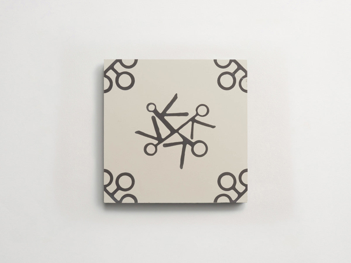 Ruan Hoffmann cement tile Amsterdam Express pattern White, Grey.