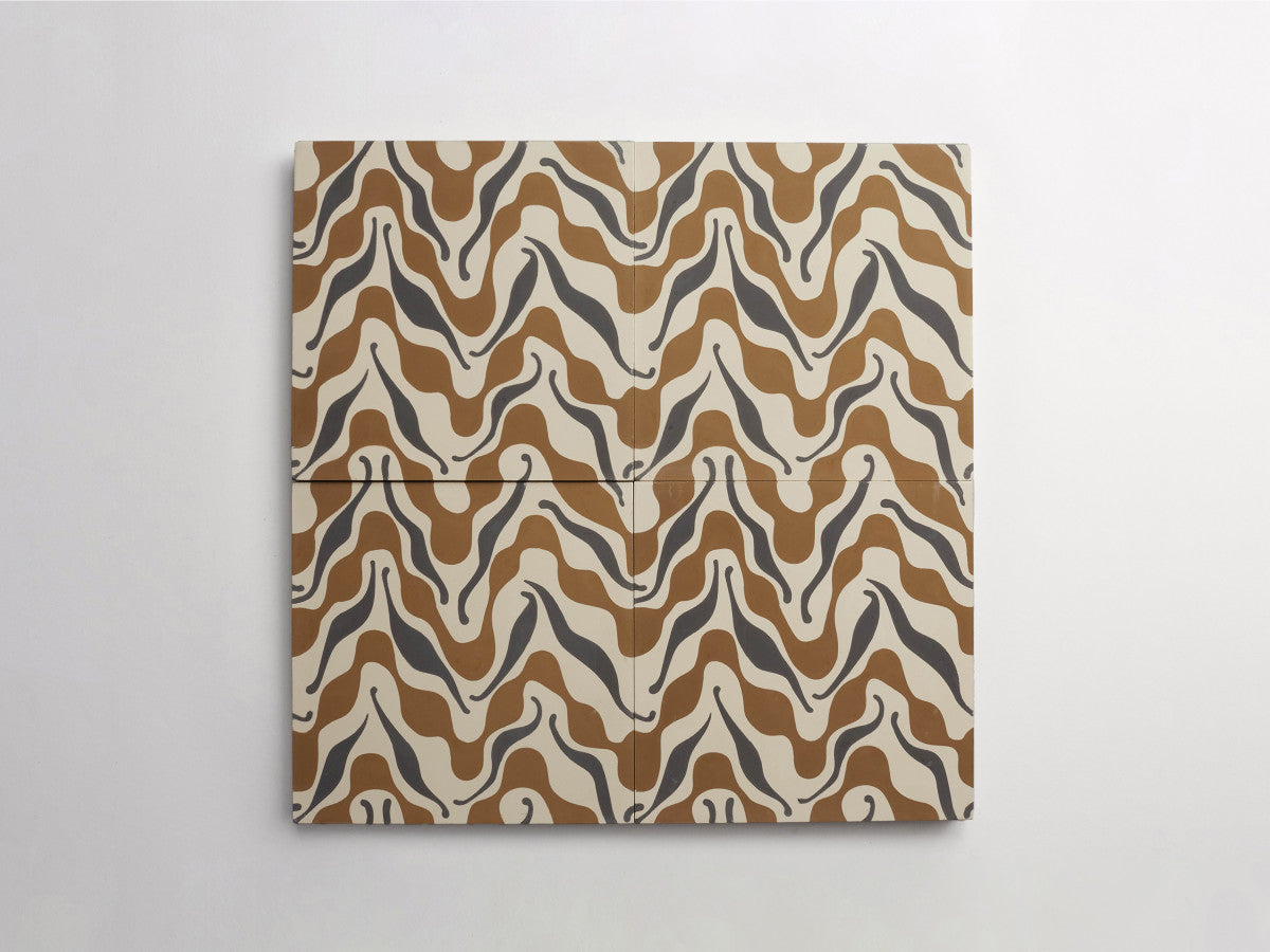 Ruan Hoffmann cement tile Istanbul Wave pattern White, Green.
