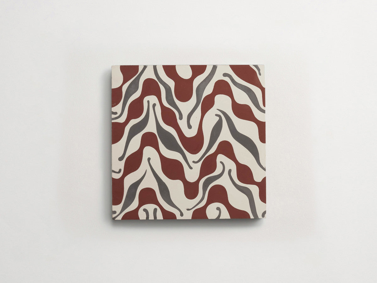 Ruan Hoffmann cement tile Istanbul Wave pattern White, Purple.