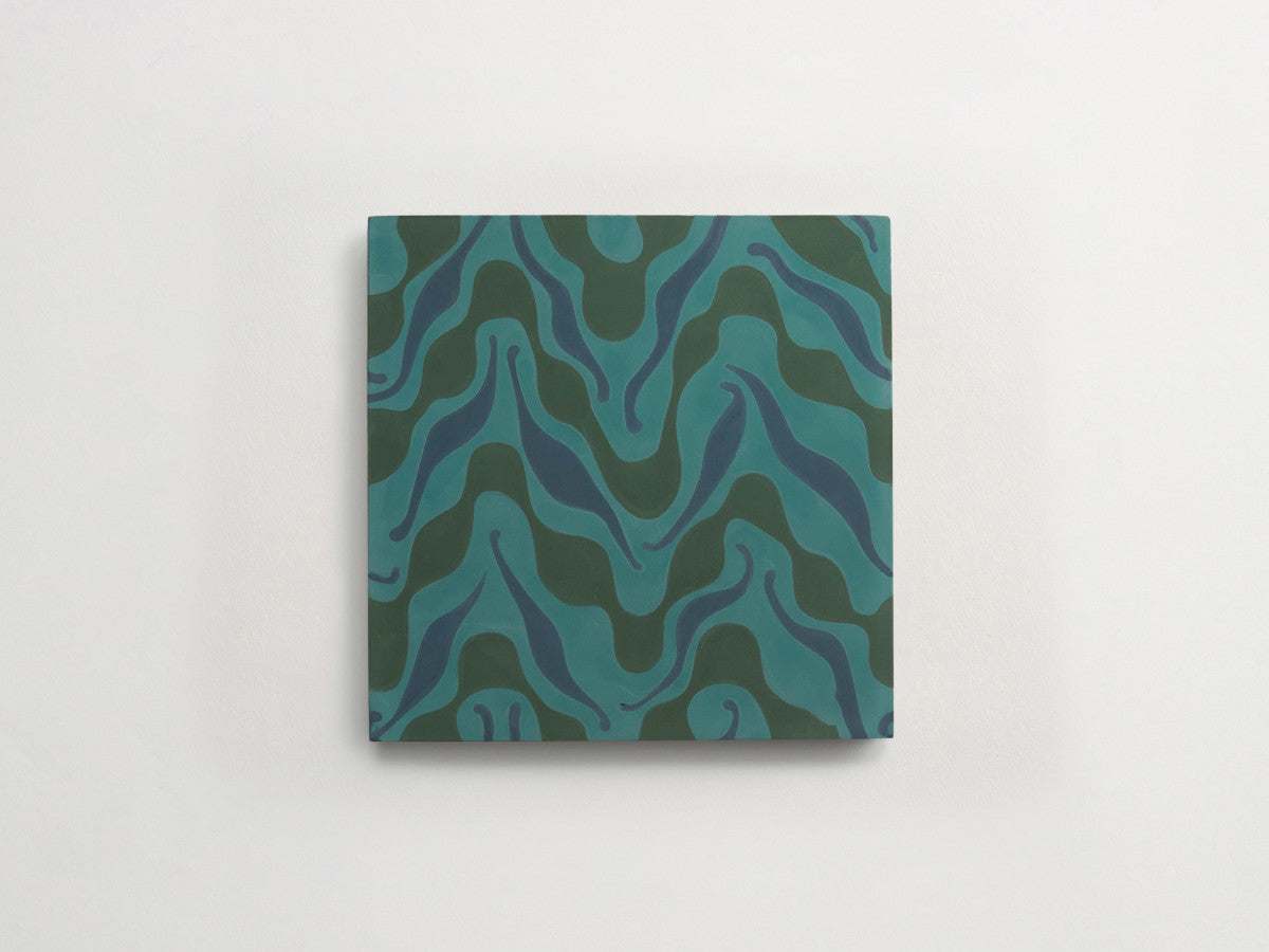 Ruan Hoffmann cement tile Istanbul Wave pattern Green.