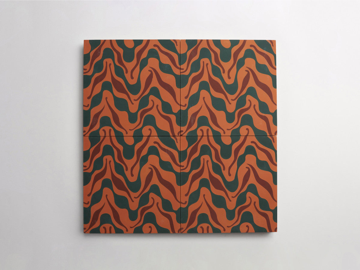 Ruan Hoffmann cement tile Istanbul Wave pattern Orange.
