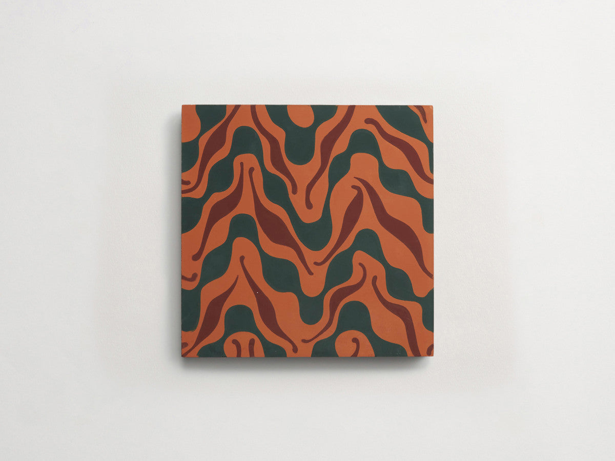Ruan Hoffmann cement tile Istanbul Wave pattern Orange.