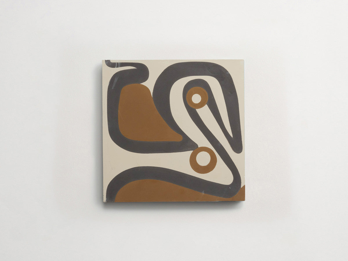 Ruan Hoffmann cement tile Tokyoyo pattern White, Tan.