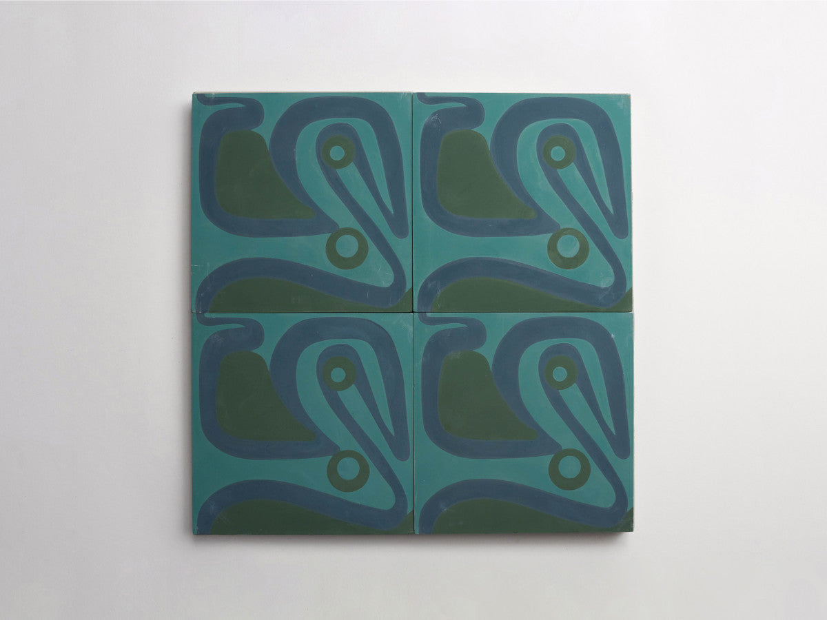 Ruan Hoffmann cement tile Tokyoyo pattern Green.