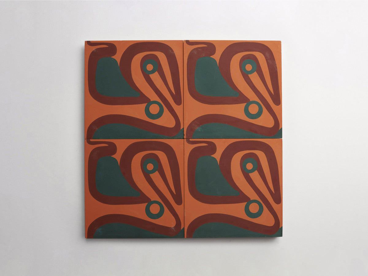 Ruan Hoffmann cement tile Tokyoyo pattern Orange.