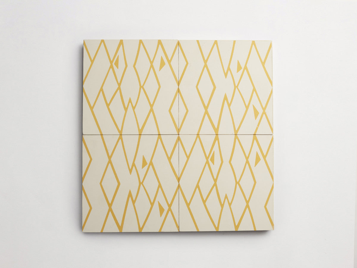 Eskayel patterned cement tile 8 in square white & yellow.