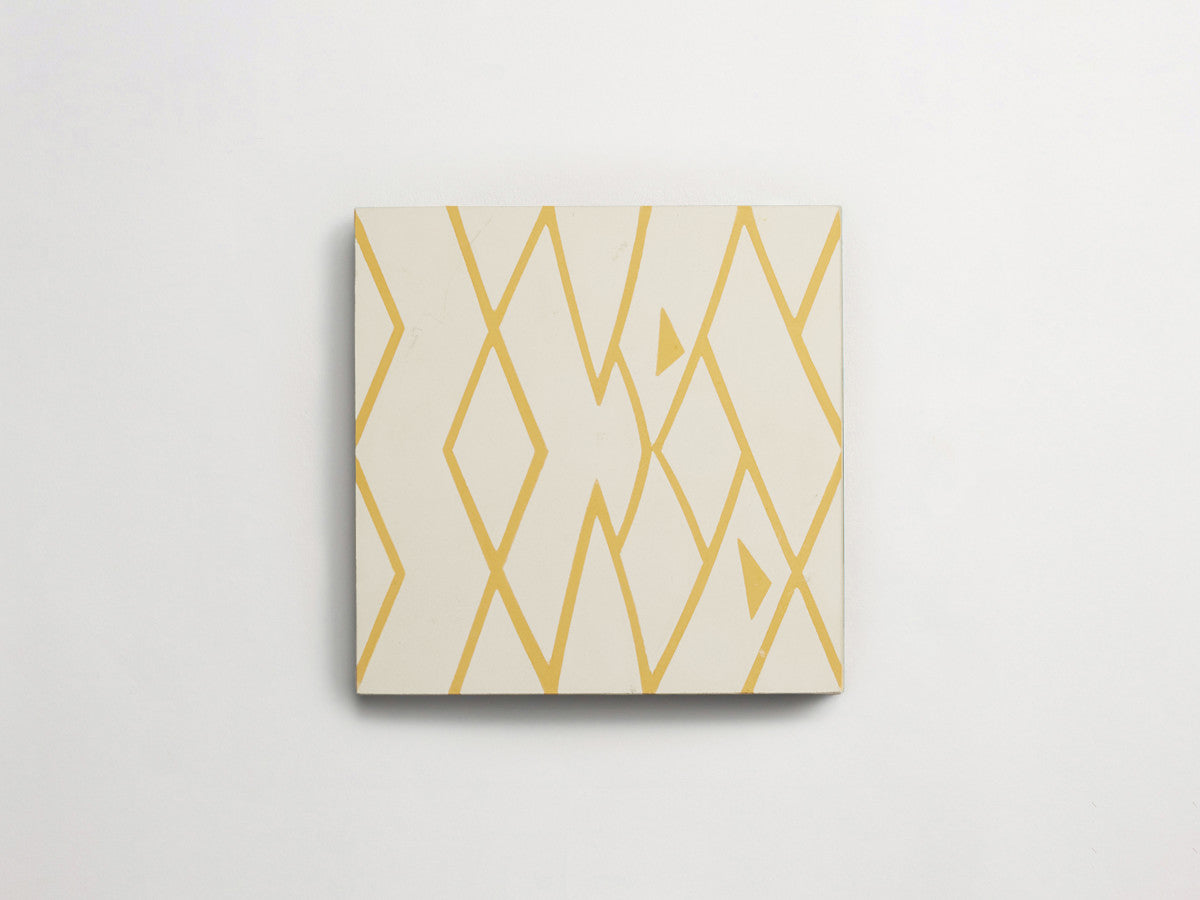 Eskayel patterned cement tile 8 in square white & yellow.