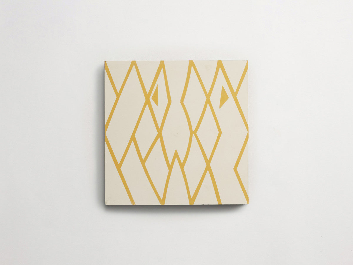 Eskayel patterned cement tile 8 in square white & yellow.