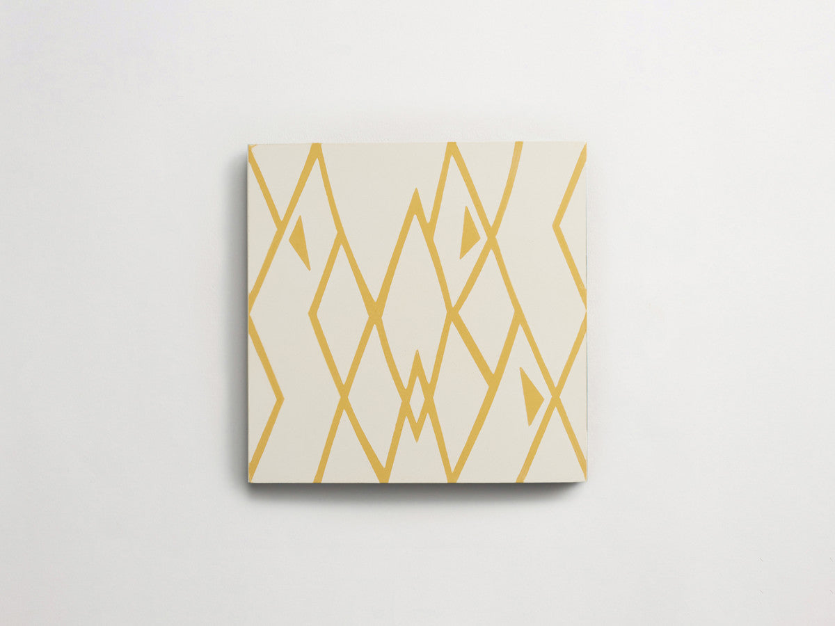 Eskayel patterned cement tile 8 in square white & yellow.