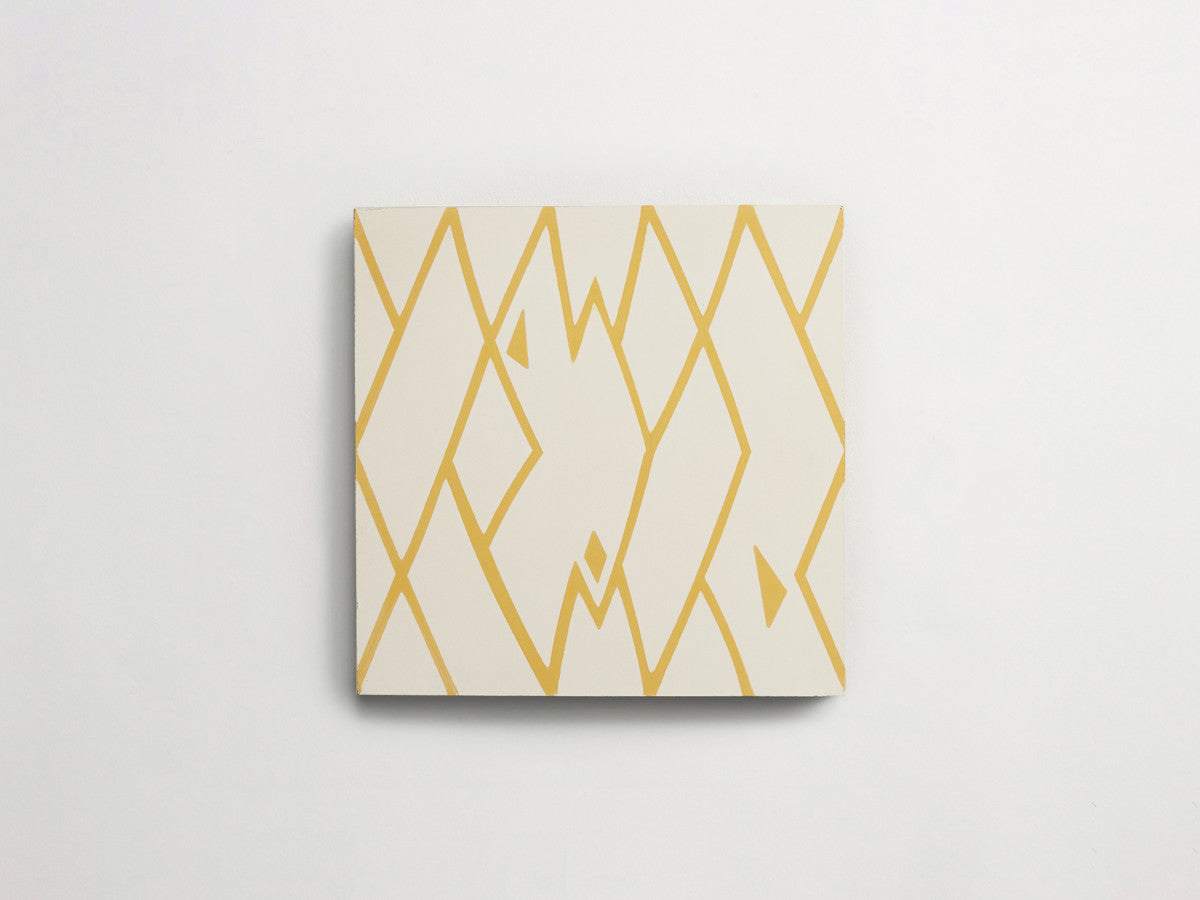 Eskayel patterned cement tile 8 in square white & yellow.
