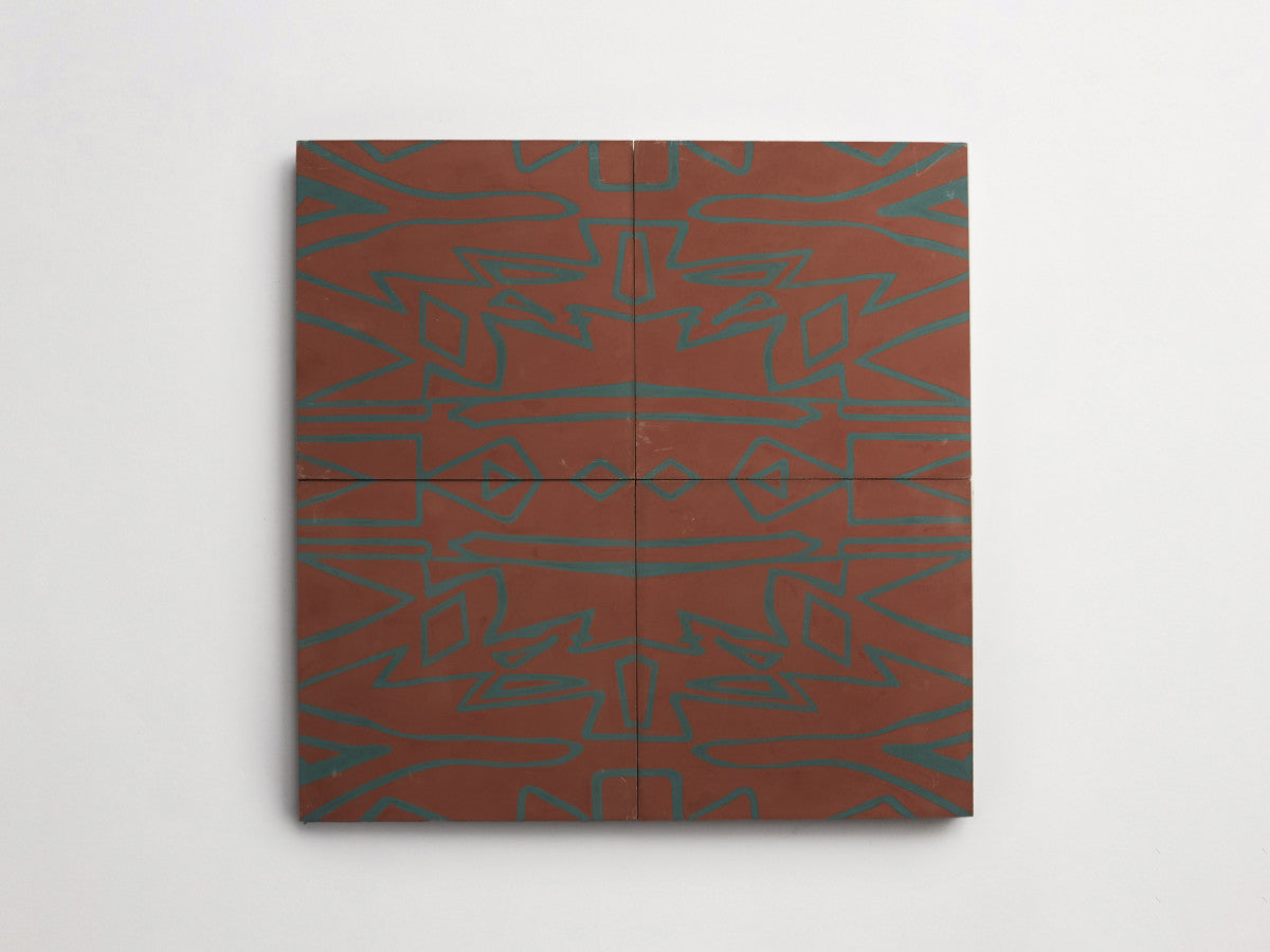 Eskayel patterned cement tile 8 in square brown & green.