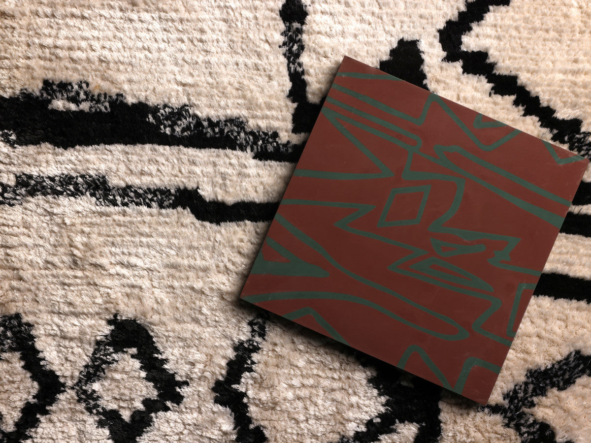 Eskayel patterned cement tile 8 in square brown & green.