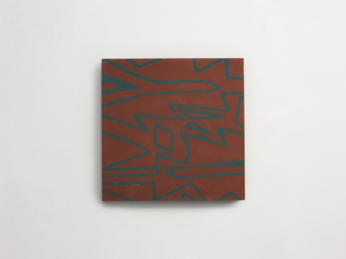 Eskayel patterned cement tile 8 in square brown & green.