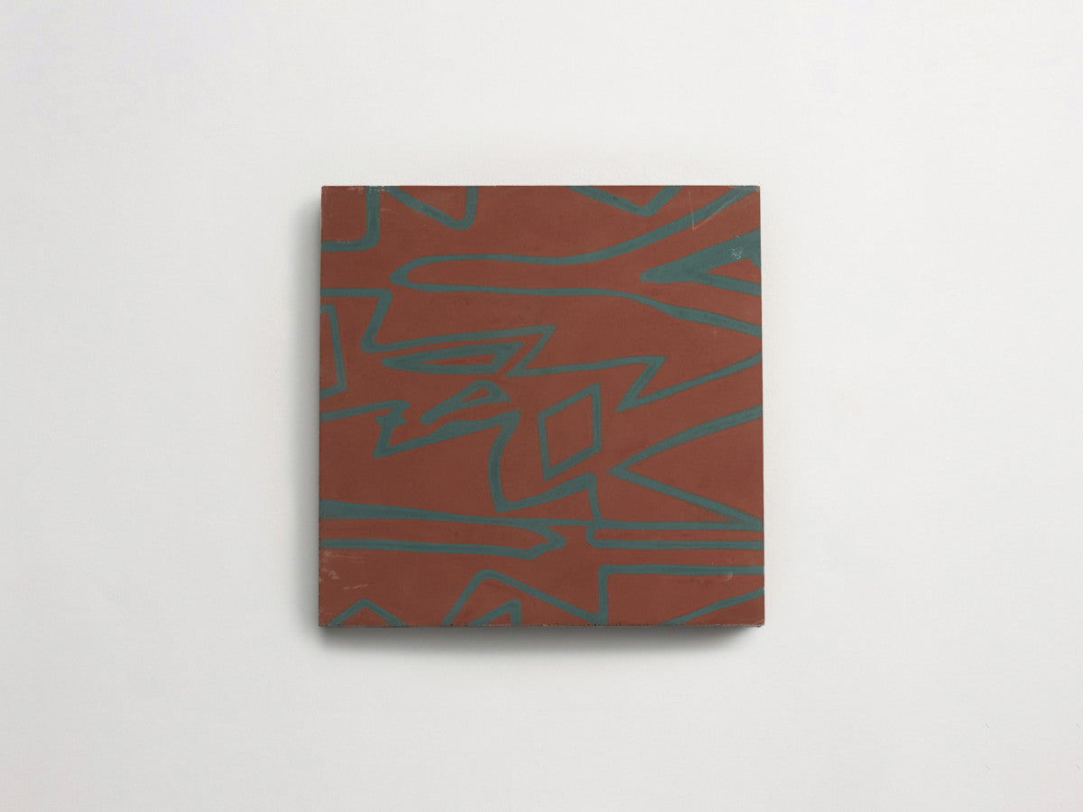 Eskayel patterned cement tile 8 in square brown & green.