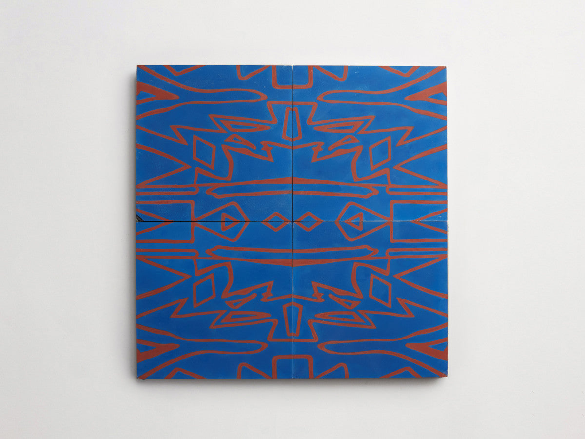 Eskayel patterned cement tile 8 in square blue & red.