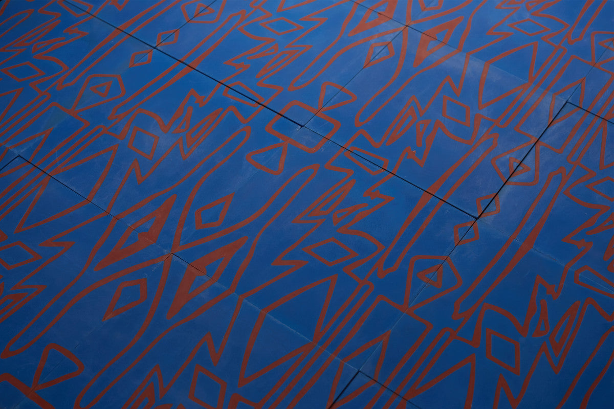 Eskayel patterned cement tile 8 in square blue & red.
