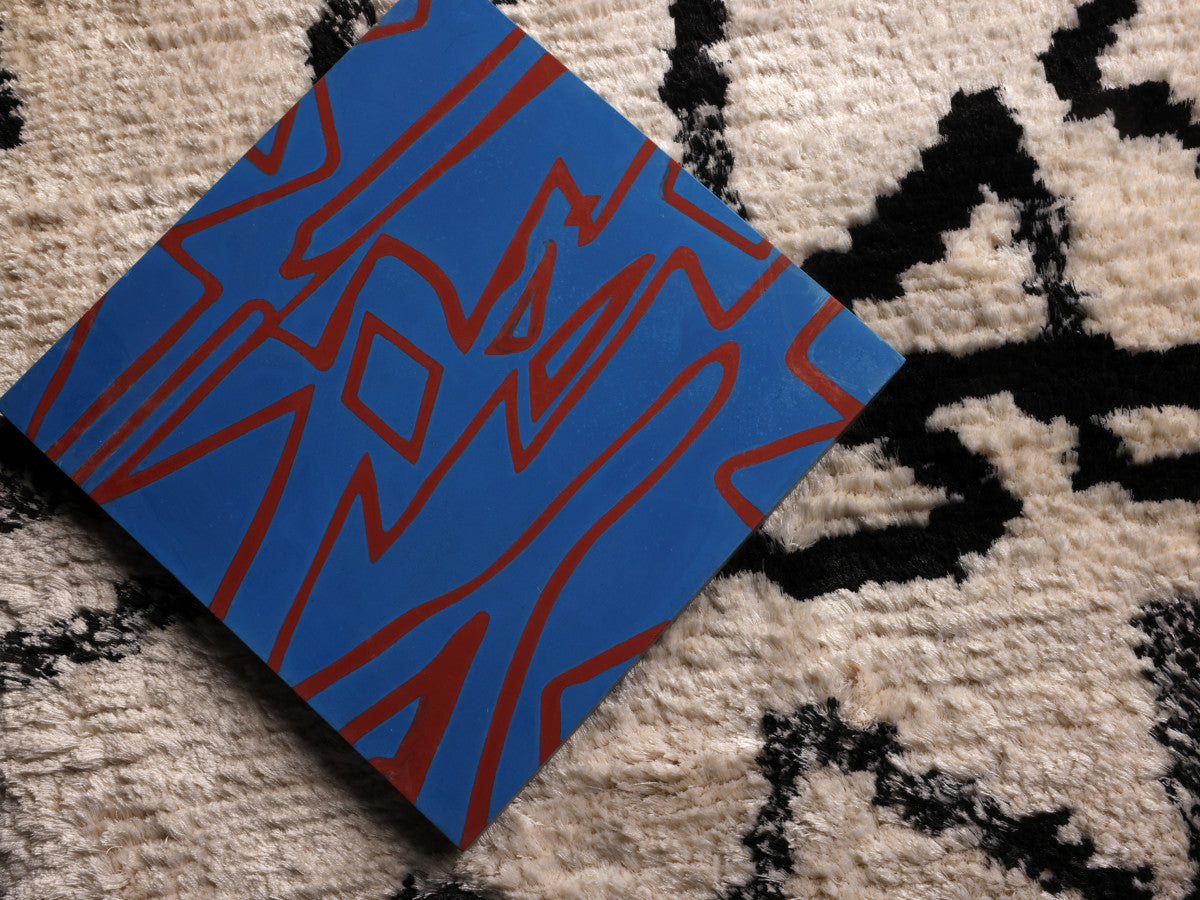 Eskayel patterned cement tile 8 in square blue & red.