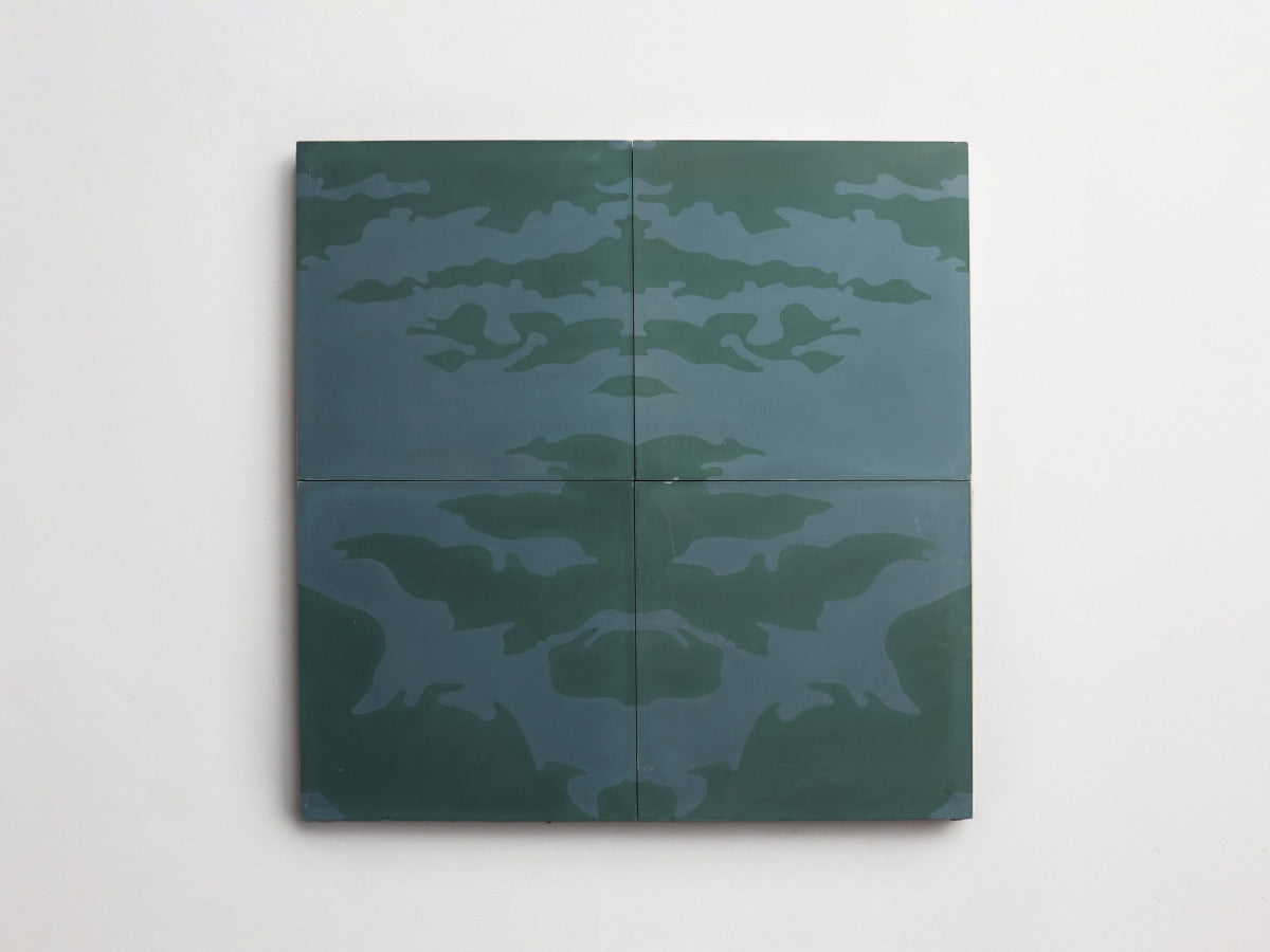 Eskayel patterned cement tile 8 in square green & blue.