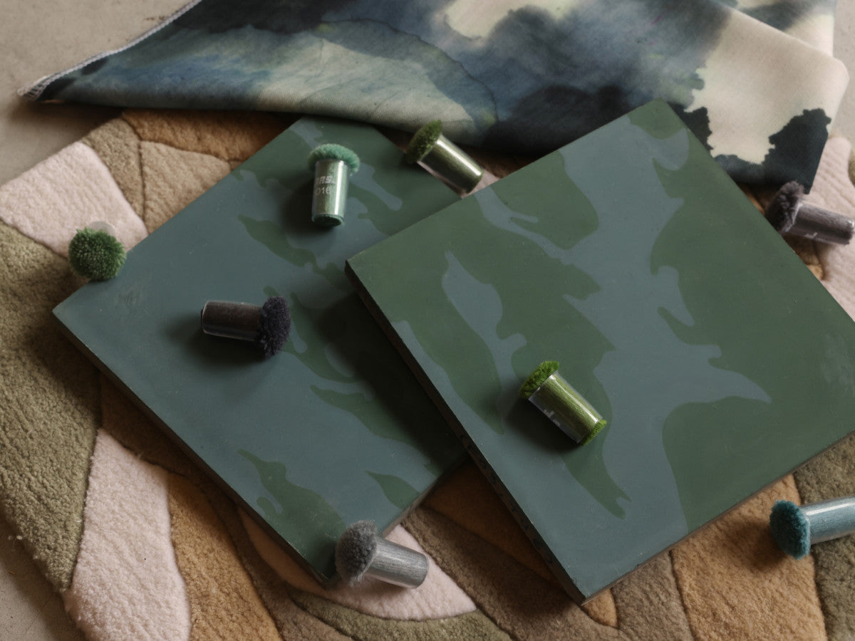 Eskayel patterned cement tile 8 in square green & blue.
