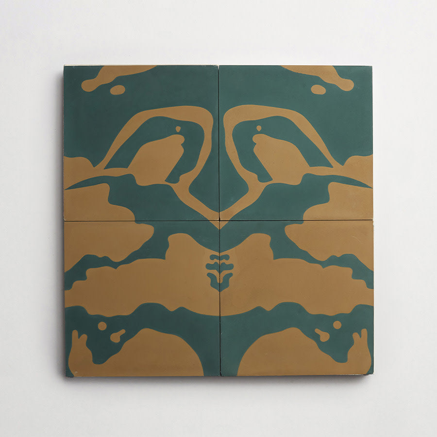 Eskayel patterned cement tile 8 in square green.