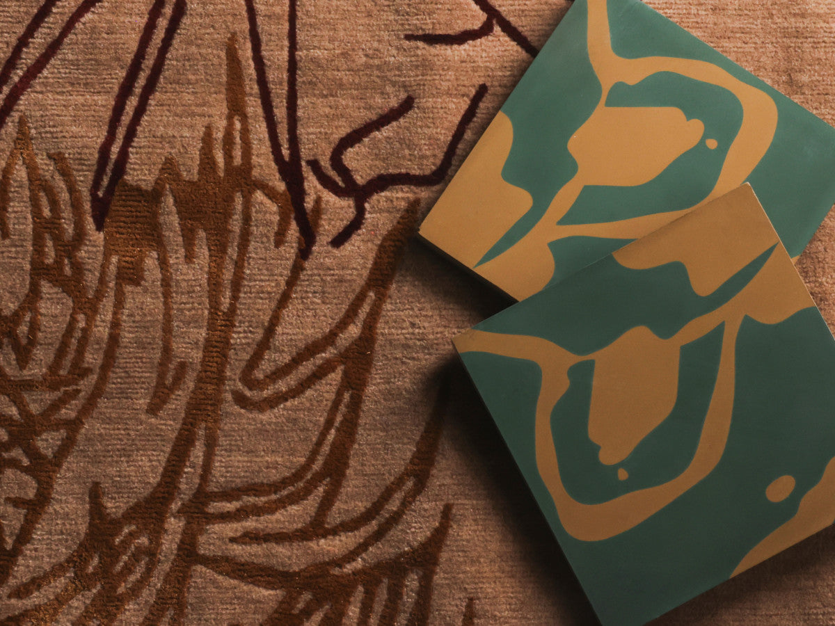 Eskayel patterned cement tile 8 in square green.
