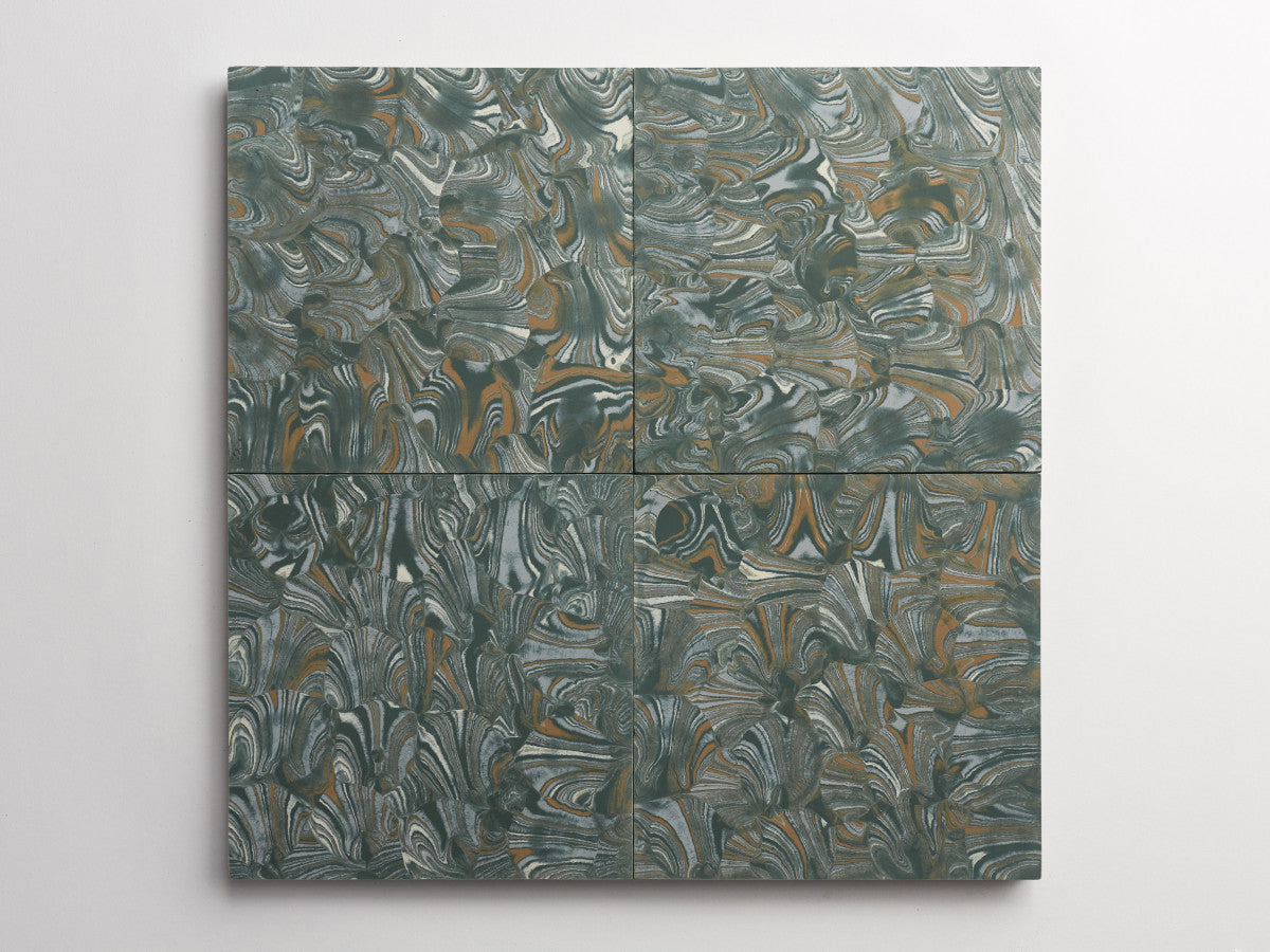 cement: clé + reath design | oltrarno | forest, army, roan + vintage jade ~ 8"x8"x⅝"