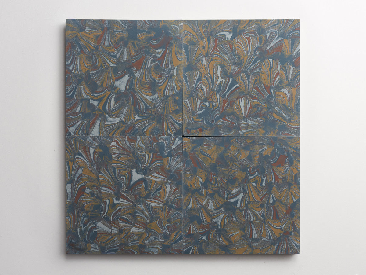 cement: clé + reath design | marciana | abyss, army, vintage jade + chestnut ~ 8"x8"x⅝"