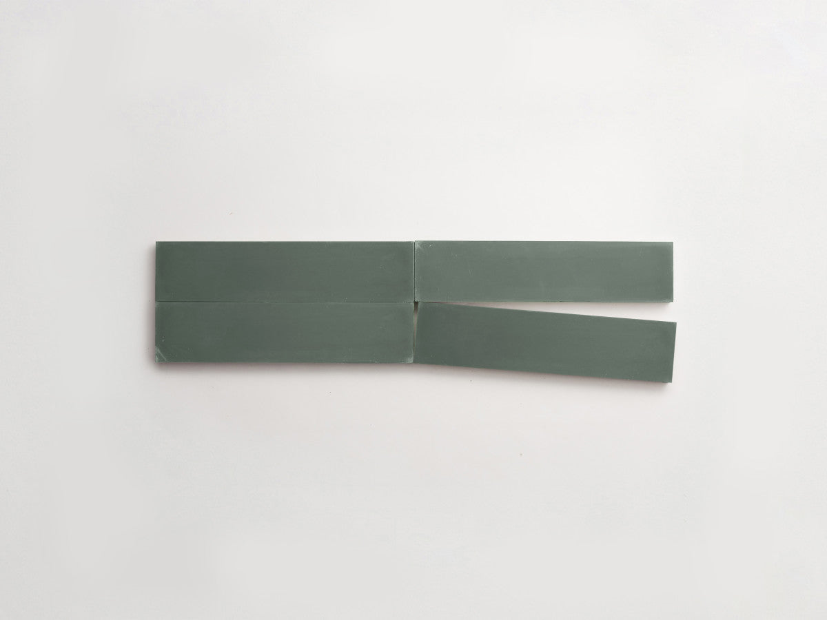 Cement tile solid colors 8x2 Rectangle Leaf Green.