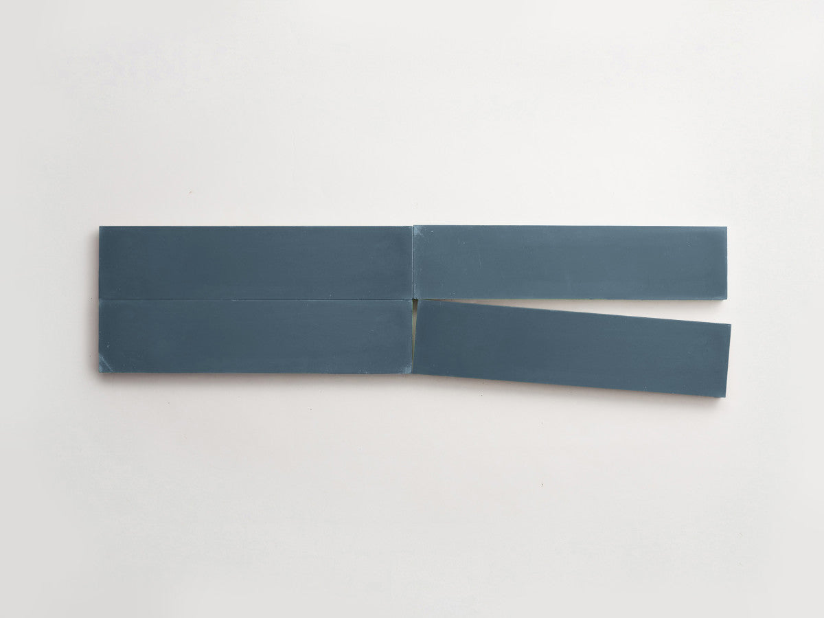 Cement tile solid colors 12x3 Rectangle Federal Blue.