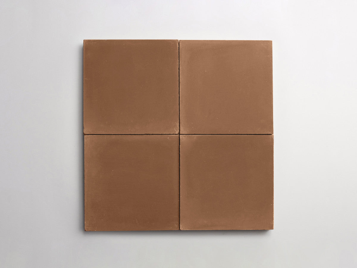 Cement tile solid colors 8x8 Square Umber Brown.