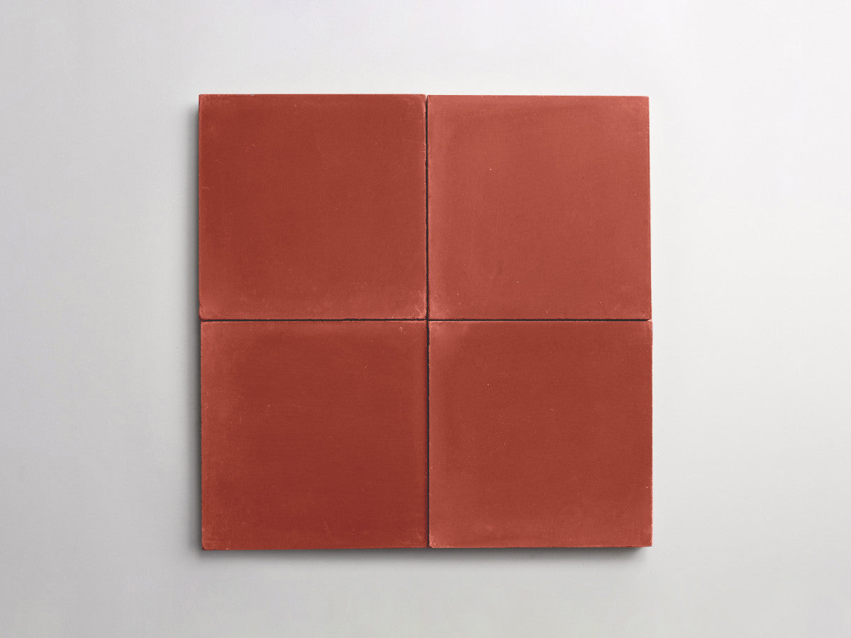 Cement tile solid colors 8x8 Square Flame Red.