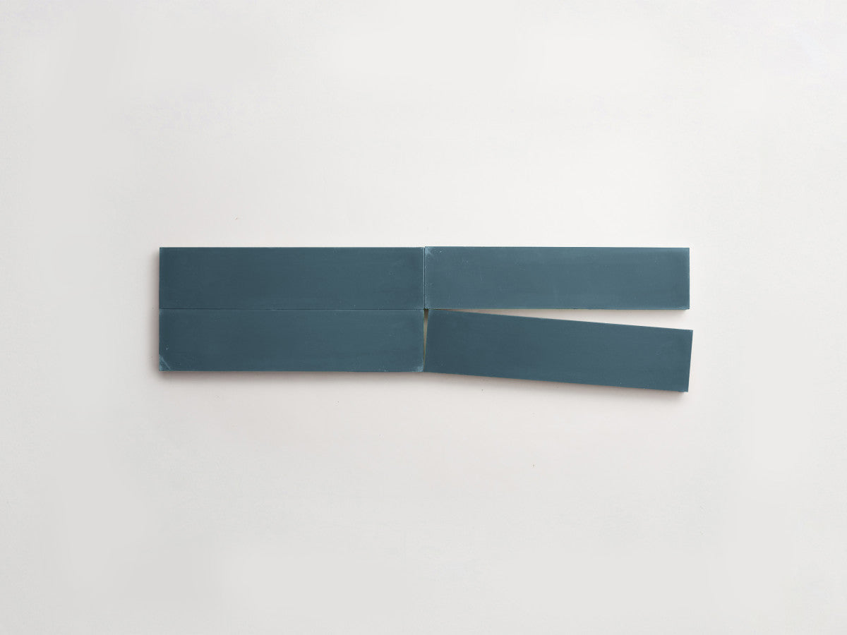 Cement tile solid colors 8x2 Rectangle Mallard Blue.