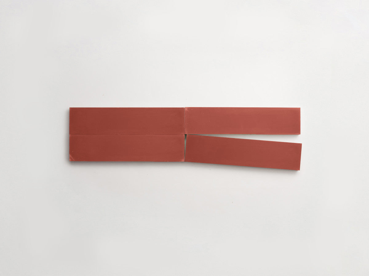 Cement tile solid colors 8x2 Rectangle Flame Red.