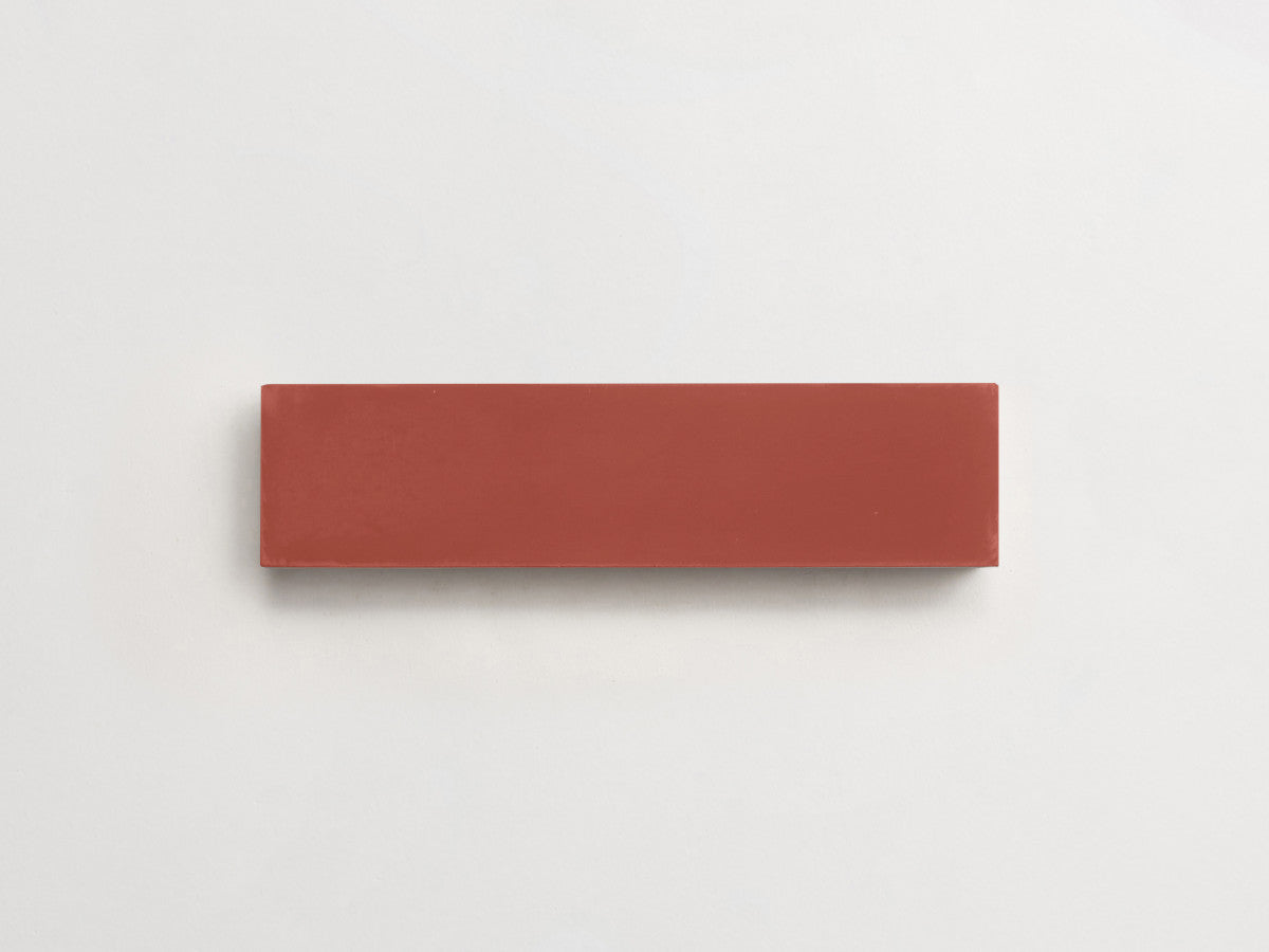 Cement tile solid colors 8x2 Rectangle Flame Red.