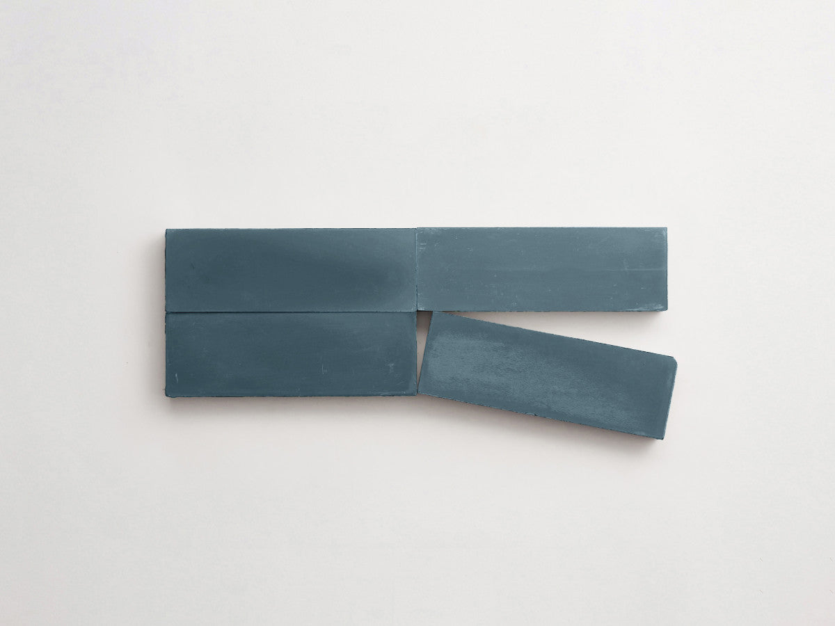 Cement tile solid colors 6x2 Rectangle Mallard Blue.