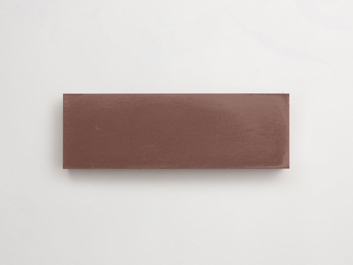 Cement tile solid colors 6x2 Rectangle Fig Brown.