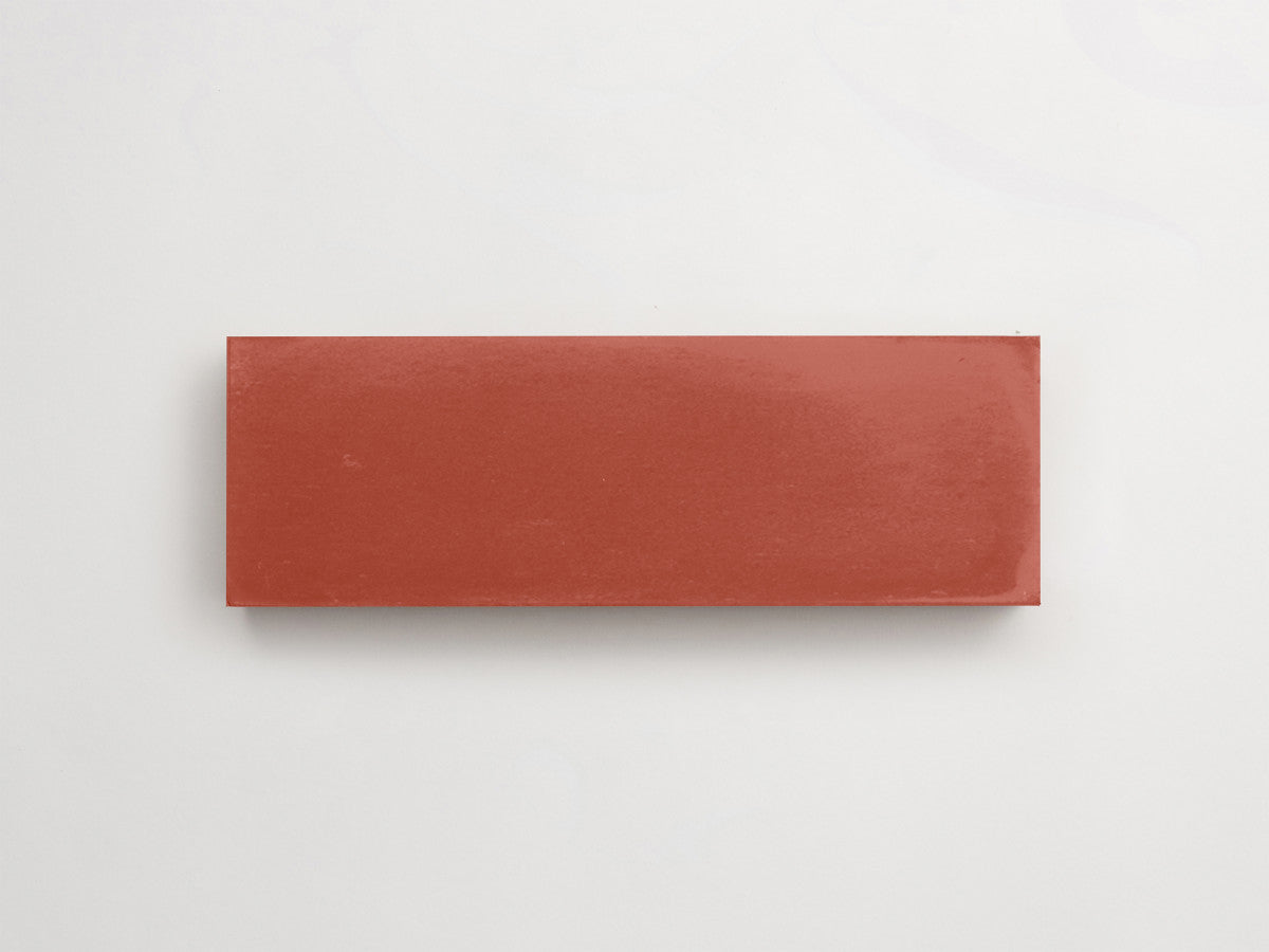 Cement tile solid colors 6x2 Rectangle Flame Red.