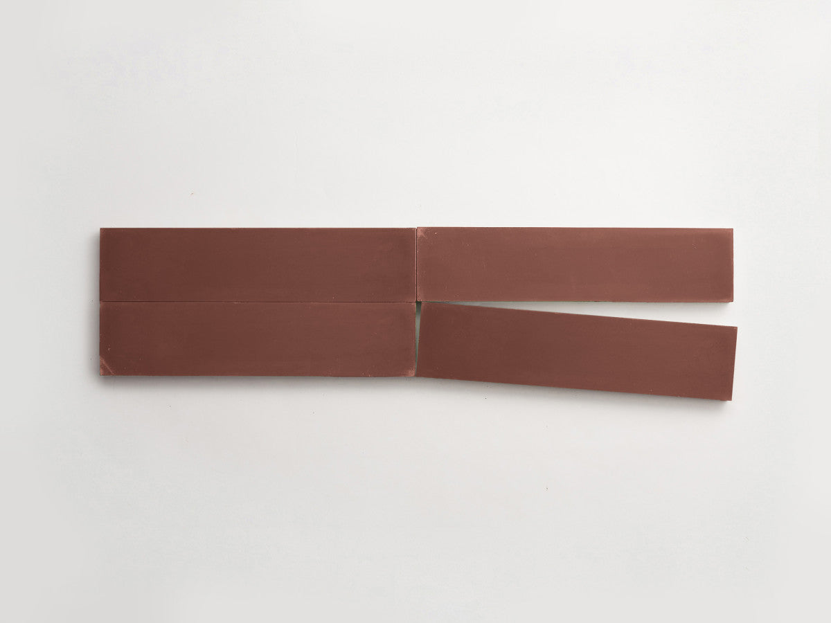 Cement tile solid colors 12x3 Rectangle Chestnut Brown.