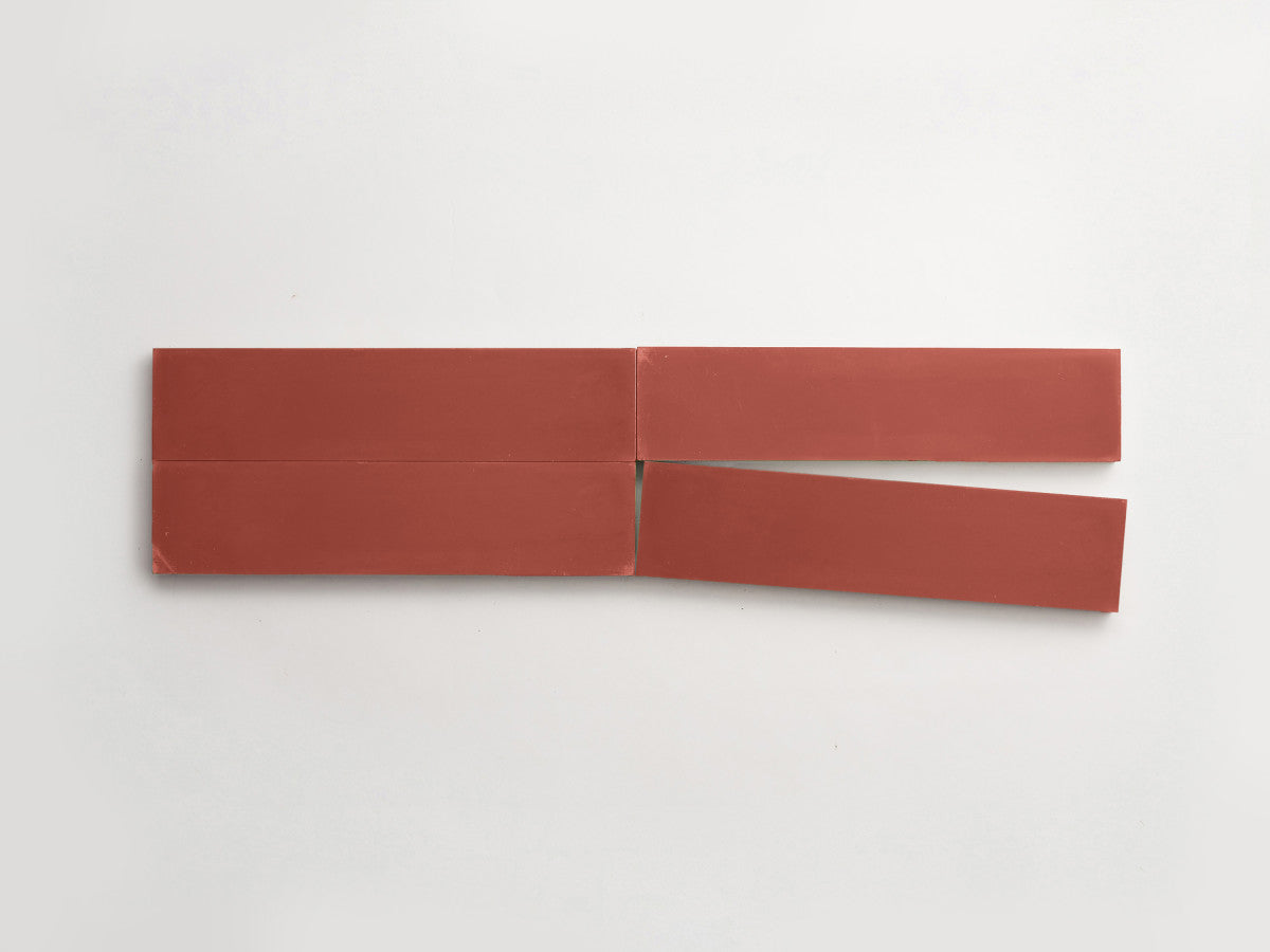 Cement tile solid colors 12x3 Rectangle Flame Red.