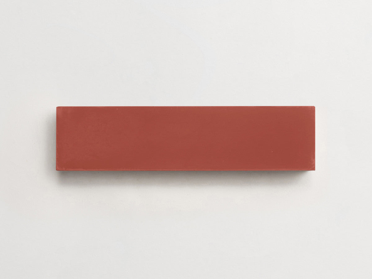 Cement tile solid colors 12x3 Rectangle Flame Red.