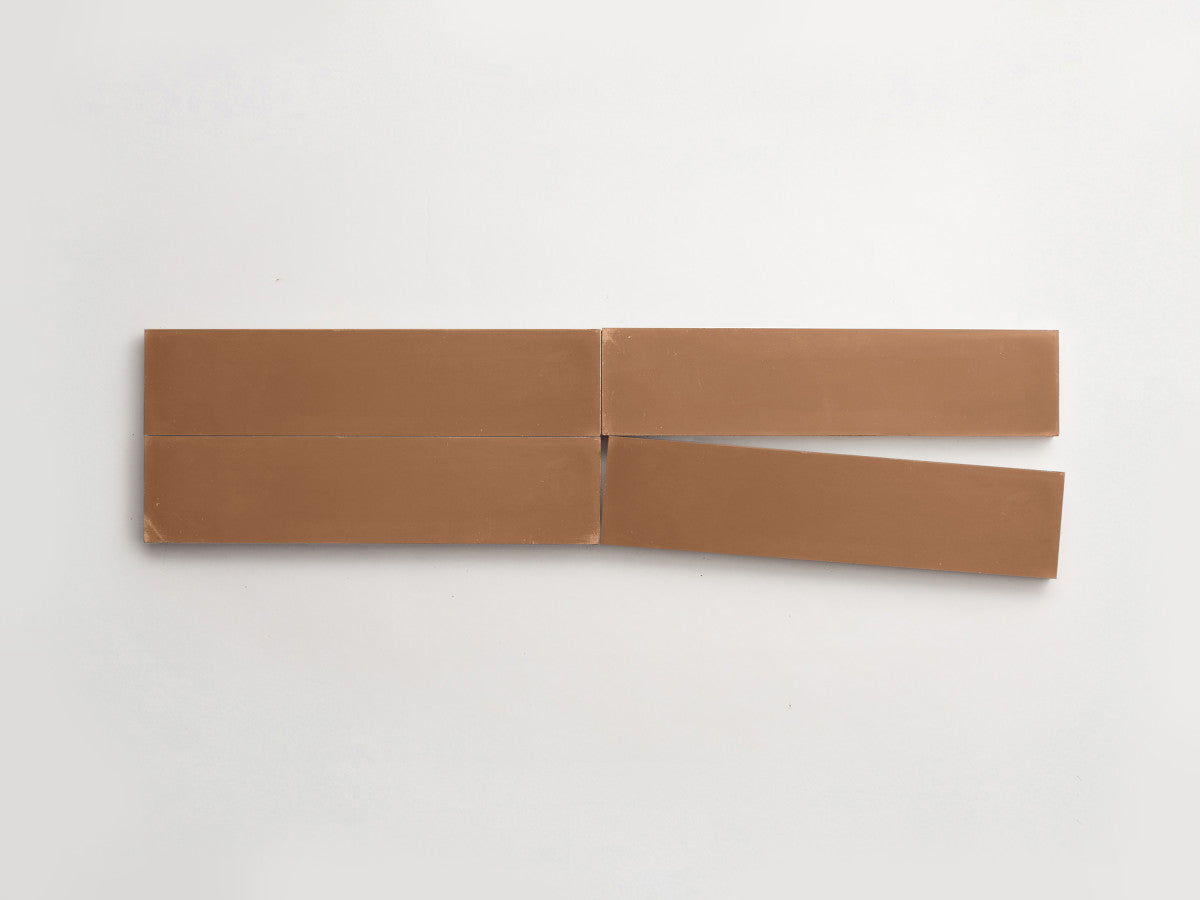 Cement tile solid colors 12x3 Rectangle Umber Brown.
