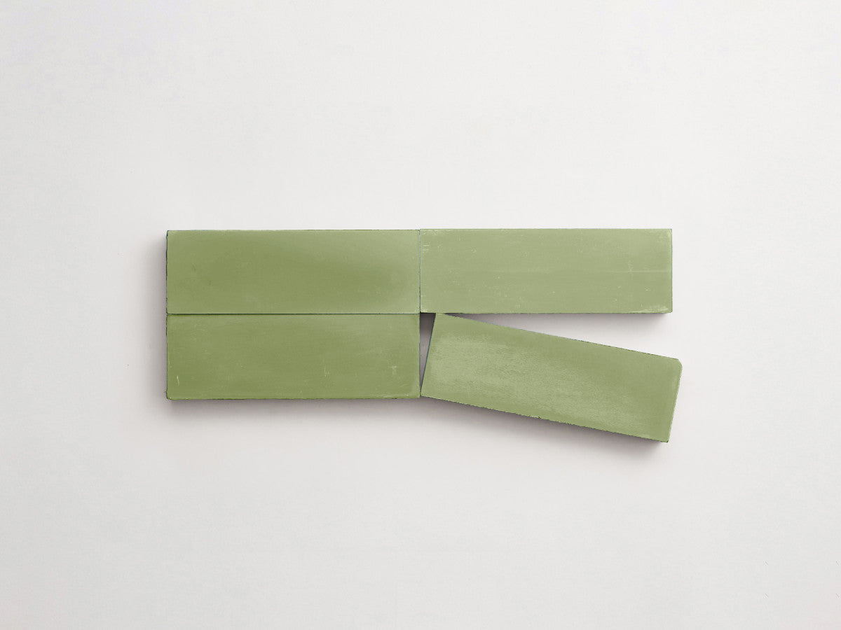 Cement tile solid colors 6x2 Rectangle Grass Green.