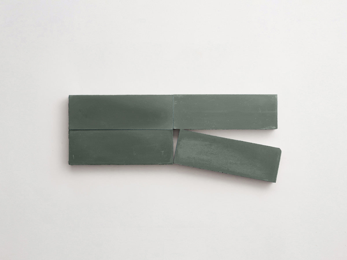 Cement tile solid colors 6x2 Rectangle Leaf Green.