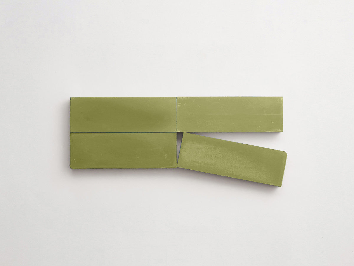 Cement tile solid colors 6x2 Rectangle Olive Green.