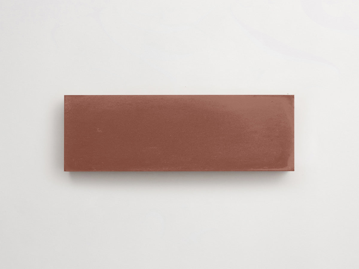 Cement tile solid colors 6x2 Rectangle Prune Terracotta.