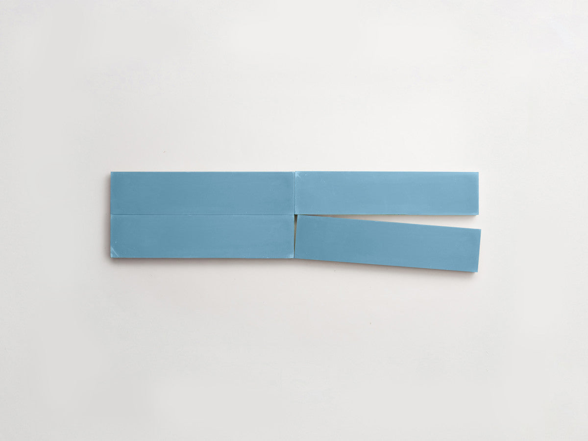 Cement tile solid colors 8x2 Rectangle Azure Blue.